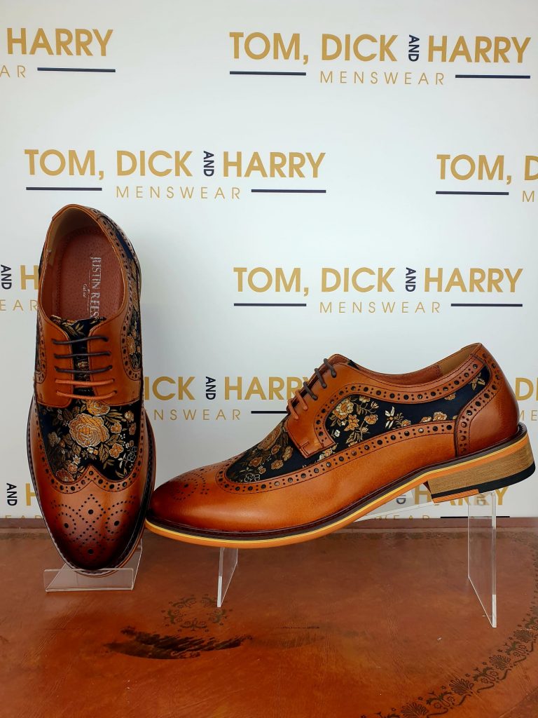 Justin Rees Ross Leather Brogue with Floral Inset Design