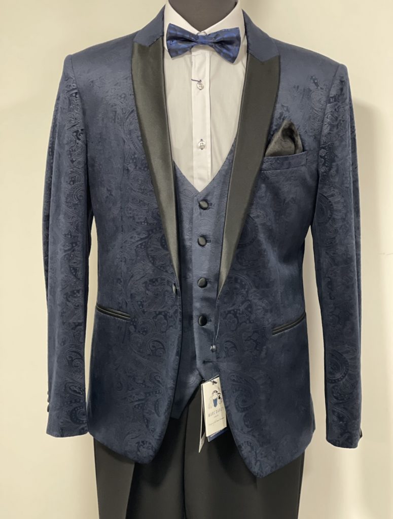 Marc Darcy Navy Simon Velvet Jacquard Blazer