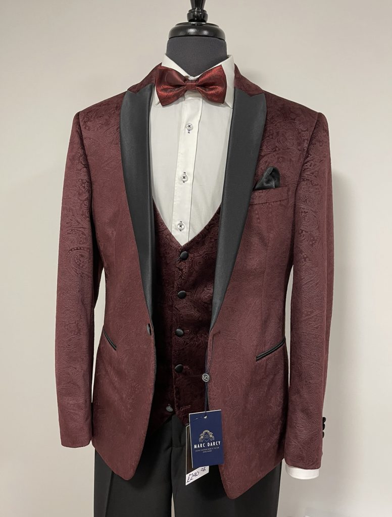Marc Darcy Wine Simon Velvet Jacquard Blazer