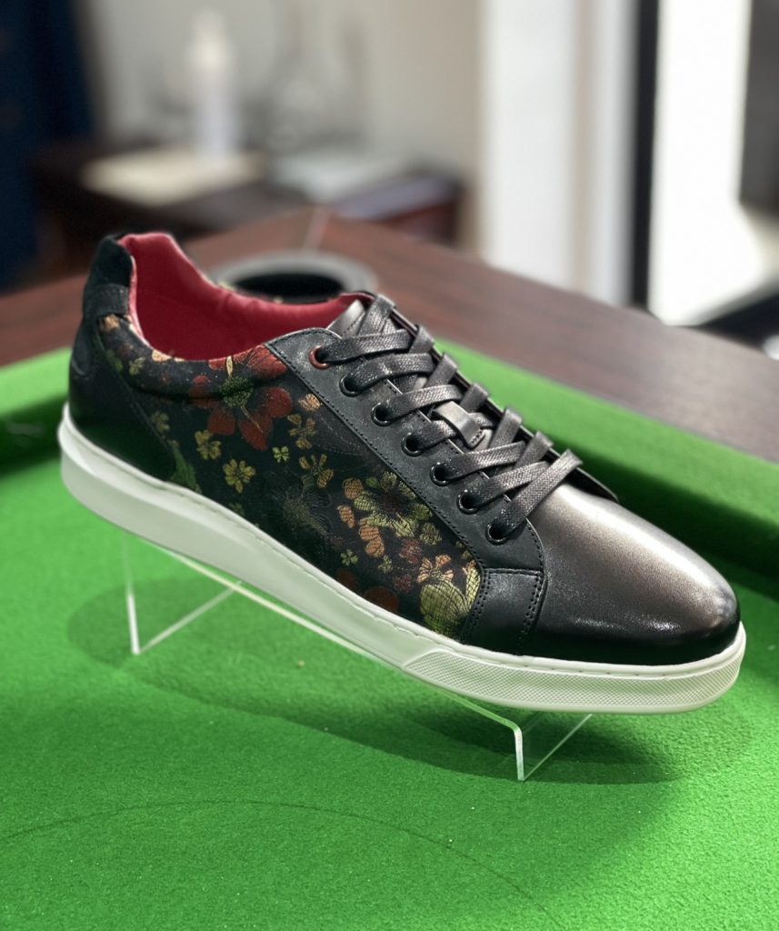 Justin Reess Emerson Black Floral Inset Trainers