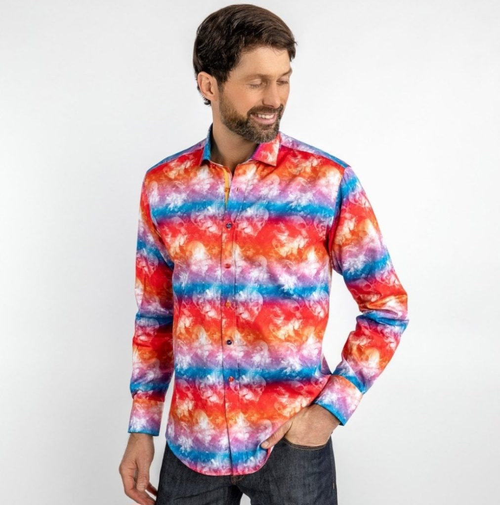 CLAUDIO LUGLI RED TIE DYE SKULLS SHIRT