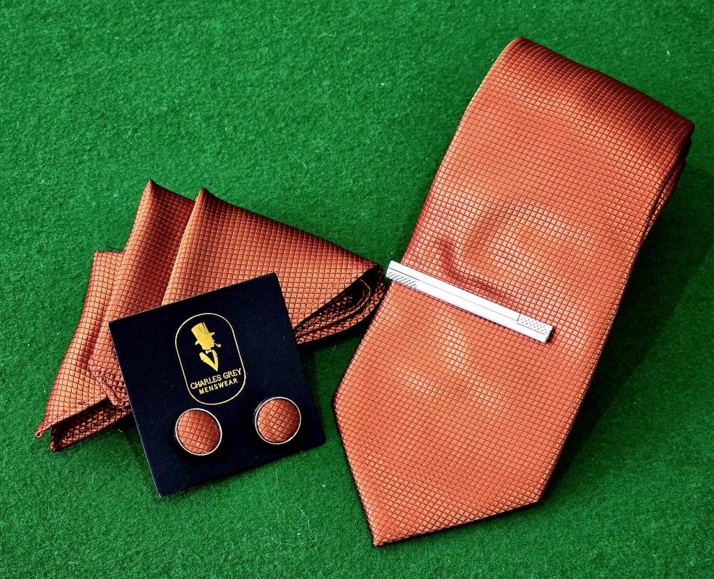 CHARLES GREY MENSWEAR ORANGE TIE SET