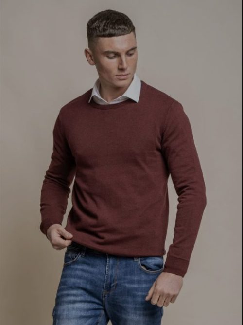 HOUSE OF CAVANI CREWNECK KNIT JUMPER-WINE