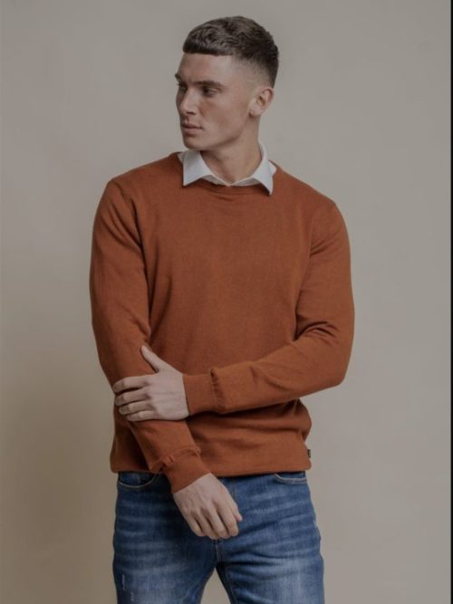 HOUSE OF CAVANI CREWNECK KNIT JUMPER-RUST