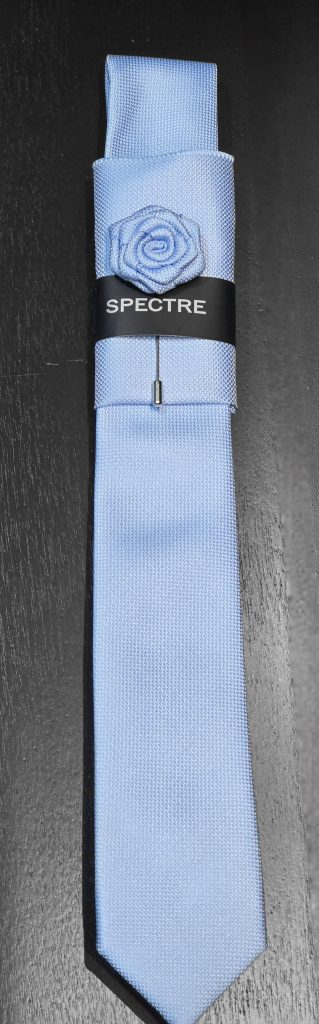 SPECTRE SKY BLUE TIE SET & FLOWER LAPEL PIN