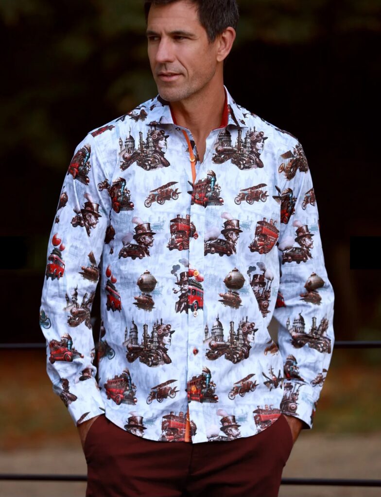 CLAUDIO LUGLI STEAMPUNK CITY PRINT SHIRT