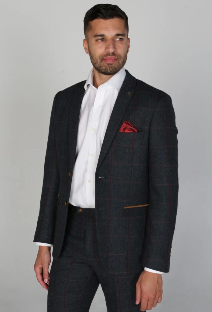 Paul Andrew Madrid Navy Check Blazer