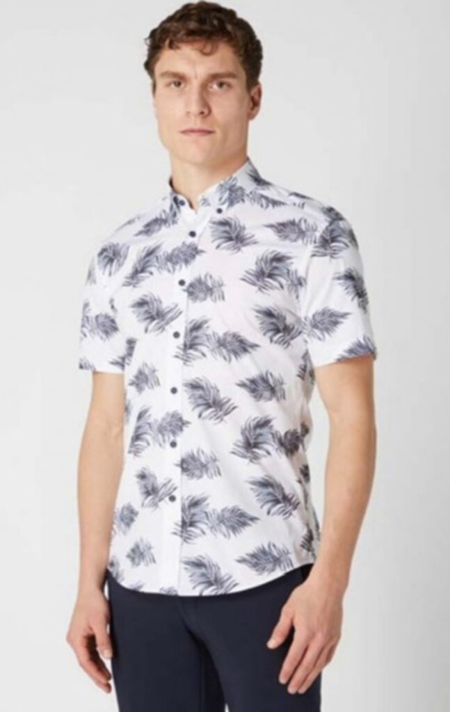 Remus Uomo Ashton Grey Leaf Short Sleeve Shirt