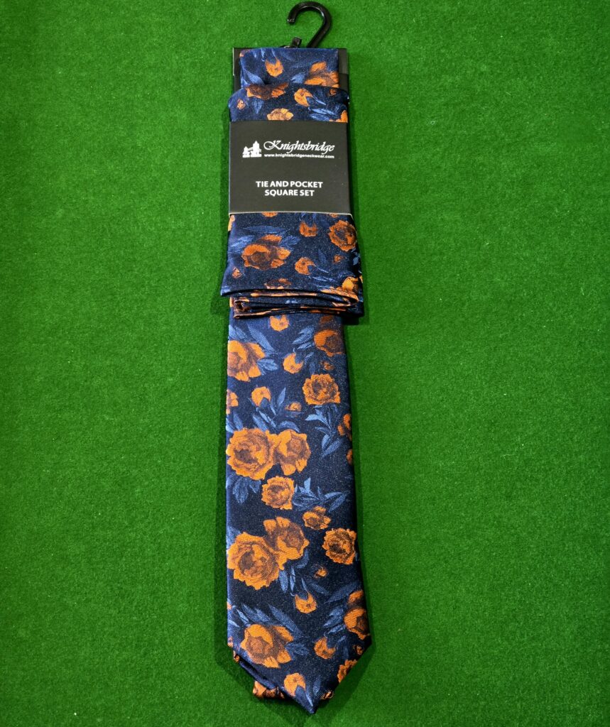 Knightsbridge Floral Navy/Orange Tie Set