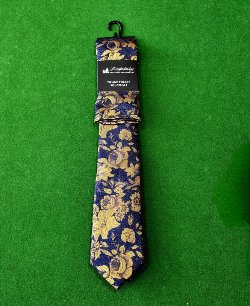 Knightsbridge Floral Navy/Copper Tie Set