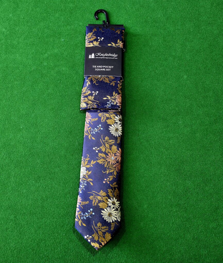Knightsbridge Floral Yellow/Copper Tie Set