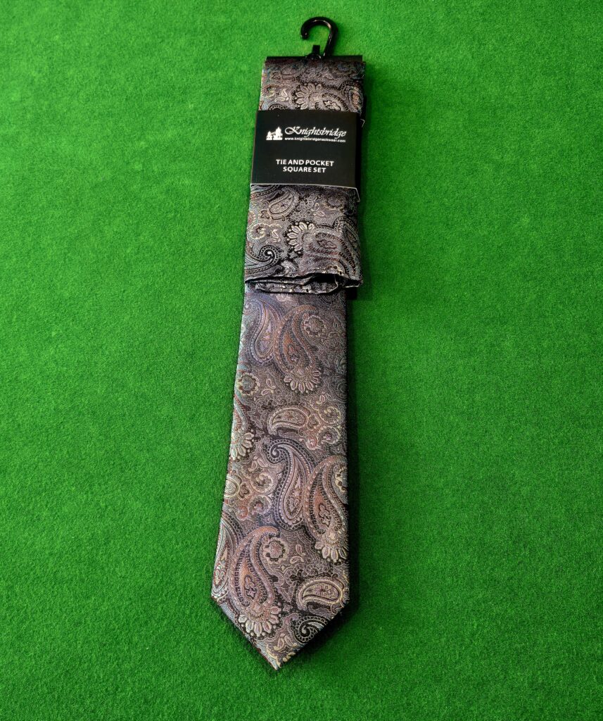 Knightsbridge Paisley Green/Orange Tie Set