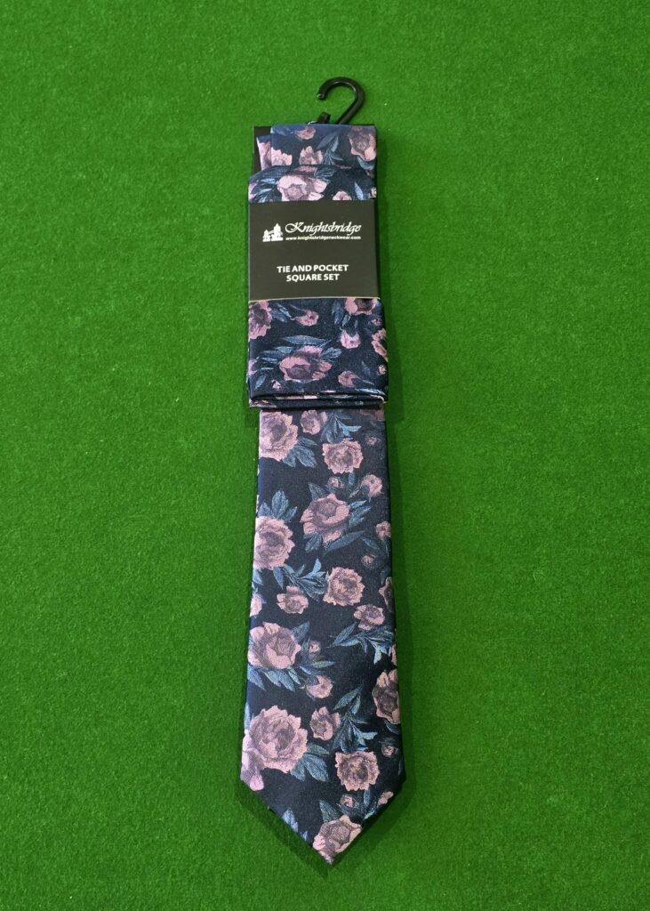 Knightsbridge Navy Blue Floral Tie & Pocket Square Set