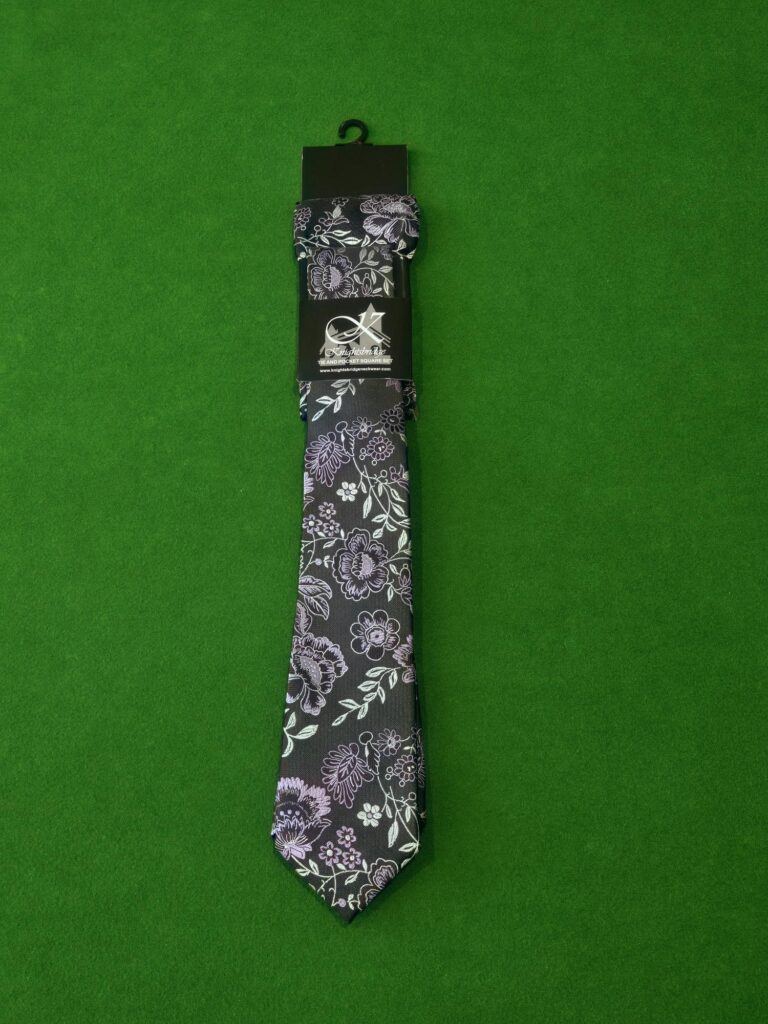 Knightsbridge Black and Pink Floral Tie Set