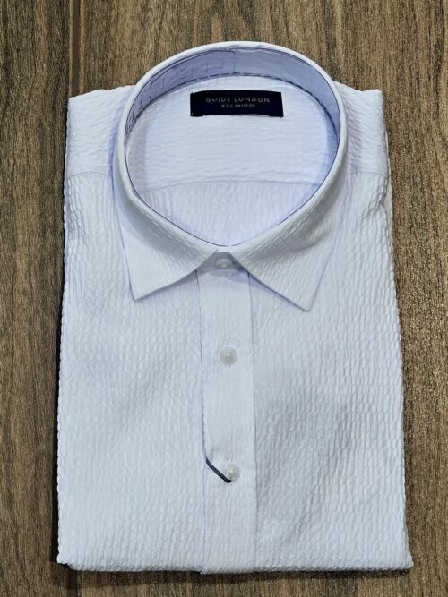 Guide London Textured Short Sleeve Shirt - White