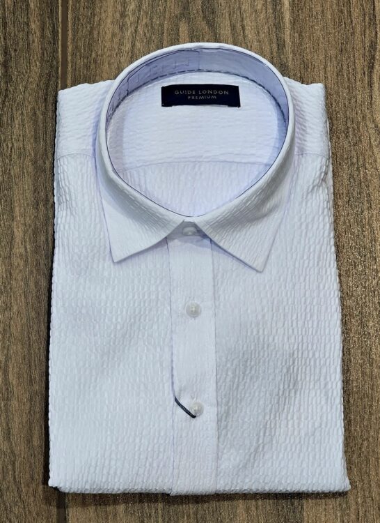 Guide London Textured Short Sleeve Shirt - White