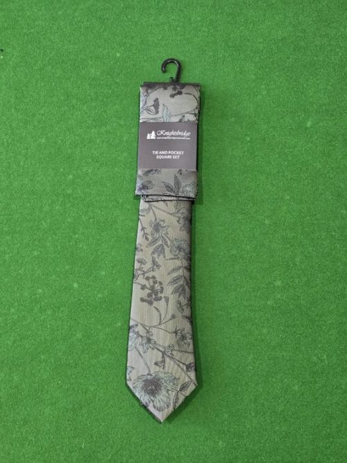 Knightsbridge Olive Floral Tie & Pocket Square Set