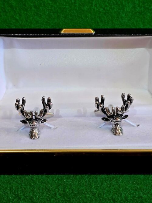 Stags Head Cufflinks Burnished Rhodium Plate