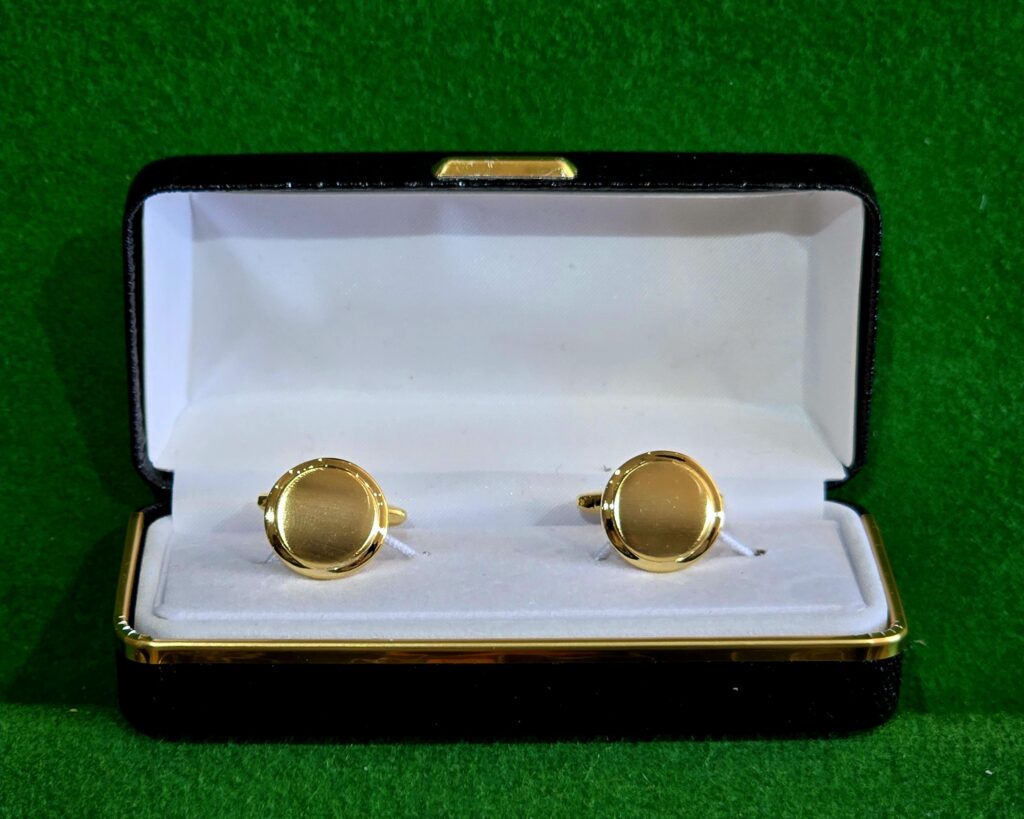 Shiny & Brushed Round Curved Gold Plate Cufflinks
