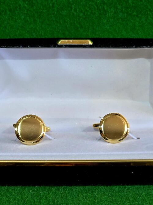 Shiny & Brushed Round Curved Gold Plate Cufflinks
