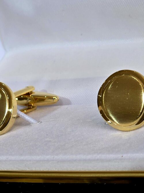 Shiny & Brushed Round Curved Gold Plate Cufflinks