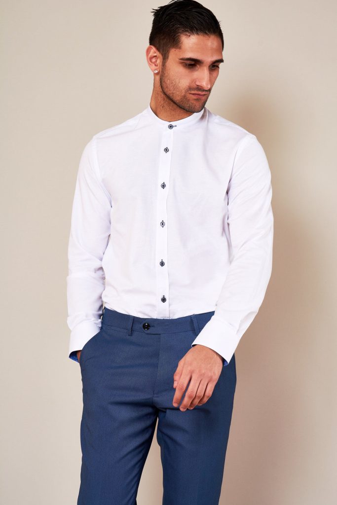 Marc Darcy - Archie White Grandad Collar Shirt