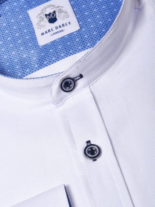 Marc Darcy - Archie White Grandad Collar Shirt
