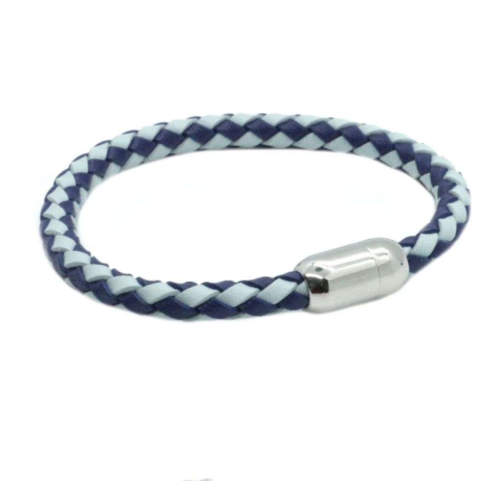 Dalaco Two Blue Leather Bracelet Magnetic Clasp