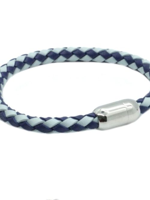 Dalaco Two Blue Leather Bracelet Magnetic Clasp