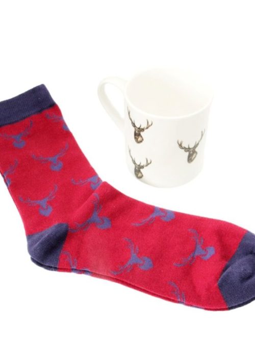 Stag Fine Bone China Mug & Sock Set