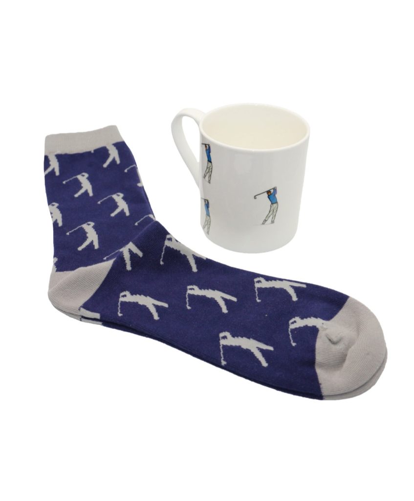 Golfer Fine Bone China Mug & Sock Set