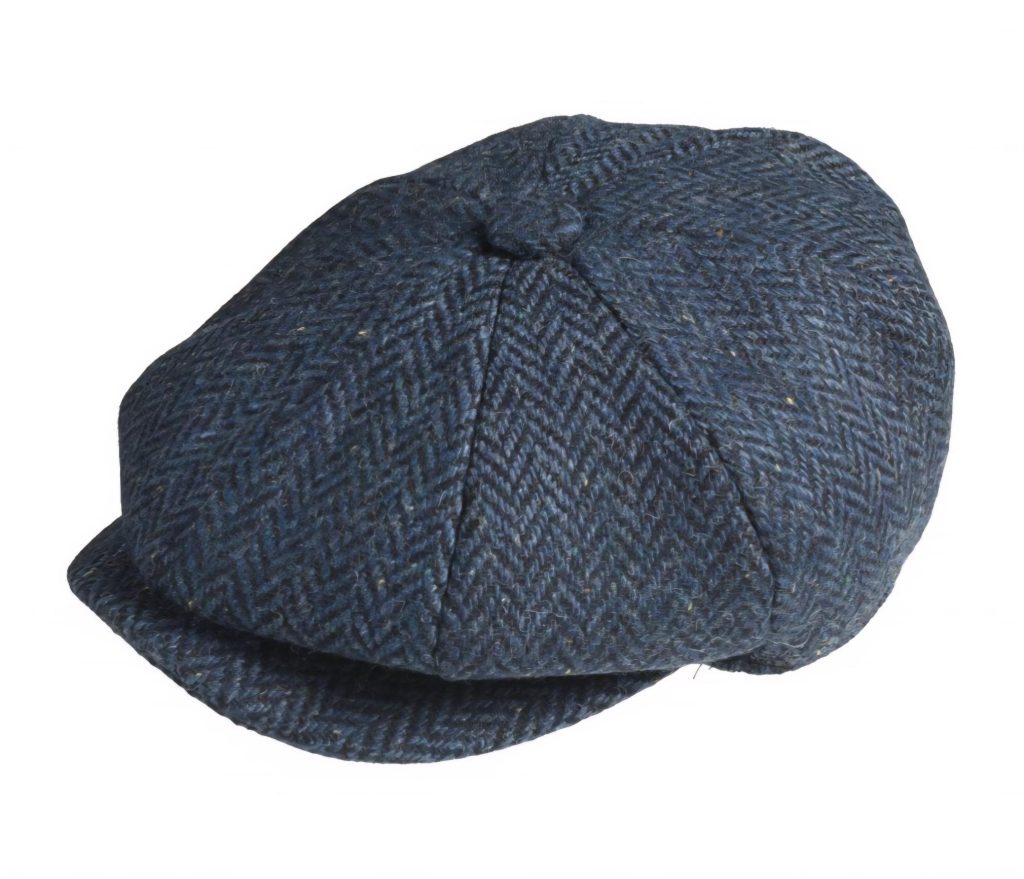 Peaky Blinders Navy Herringbone Melton Wool Cap