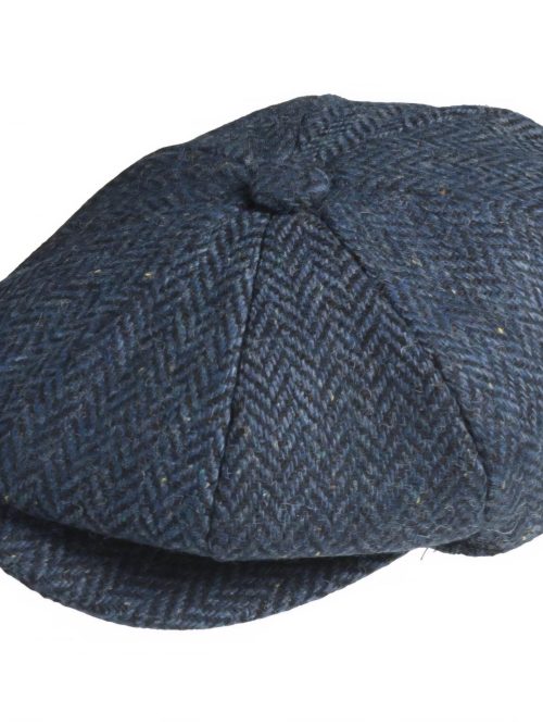 Peaky Blinders Navy Herringbone Melton Wool Cap