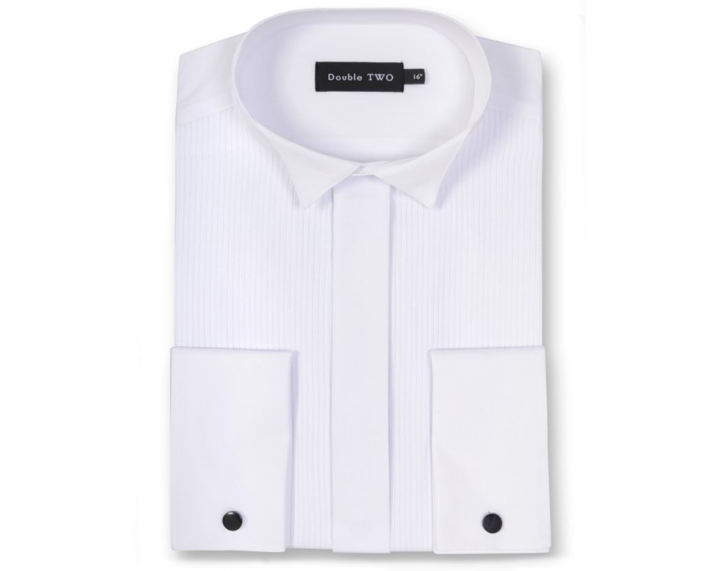 Double Two Wing Collar Pleated Front Shirt