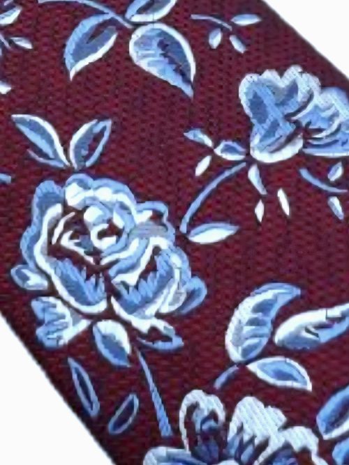Knightsbridge Burgundy & Sky Floral Tie & Pocket Square Set