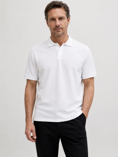 Jack & Jones White Austin Textured Polo